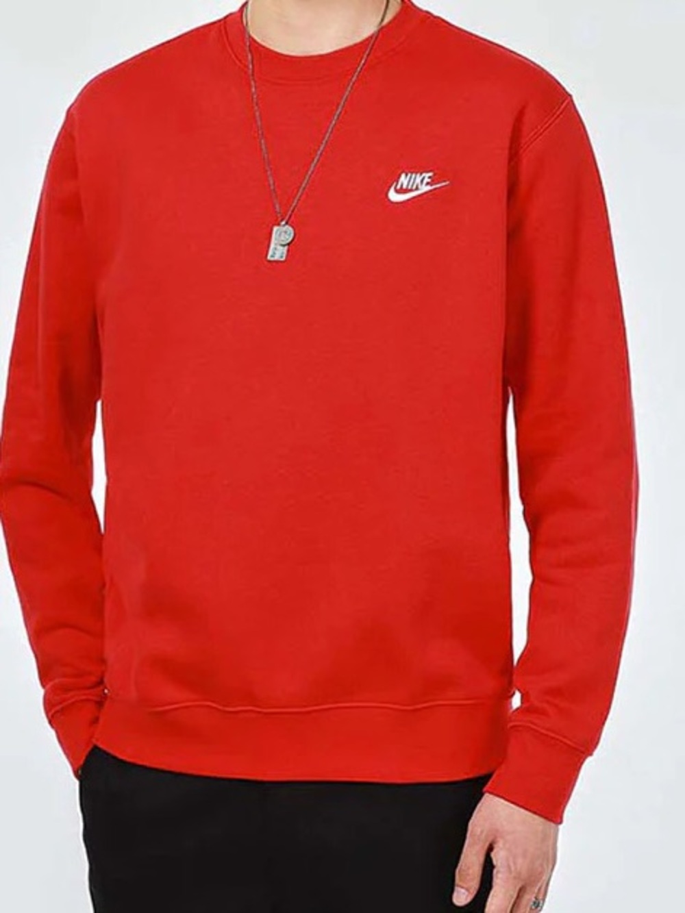 Nike Men’s Bright Red Crewneck Sweatshirt with White Logo